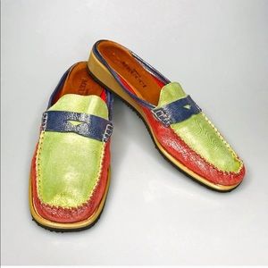 Sesto Meucci Patchwork Oxford Shiny Slip On Flats